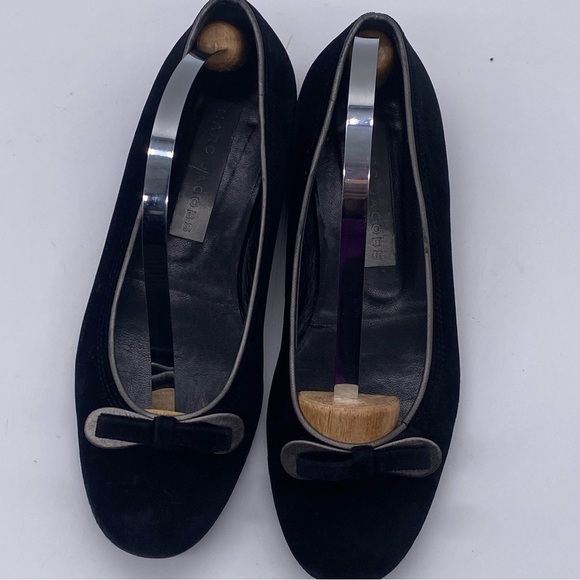 Marc Fisher Vintage Black Velvet/leather flat shoes Sixe 6.5 Made in Italy 🇮🇹 - Picture 8 of 10